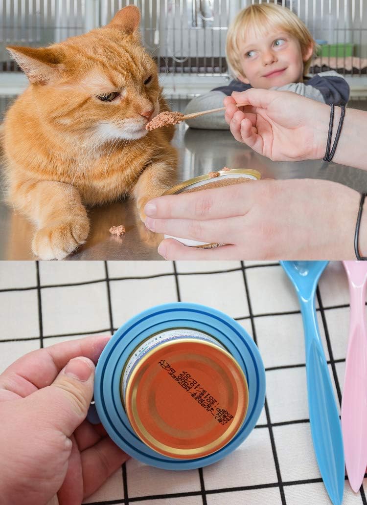 Silicone Pet Food Can Covers - Universal Size Lids for Dog and Cat Food (Fits Three Standard Can Sizes) - Blue and Green