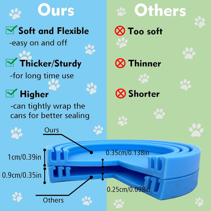 Silicone Pet Food Can Covers - Universal Size Lids for Dog and Cat Food (Fits Three Standard Can Sizes) - Blue and Green